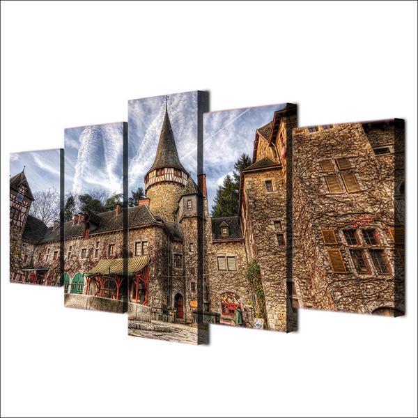 European Castle Vintage Nature Canvas Wall Art