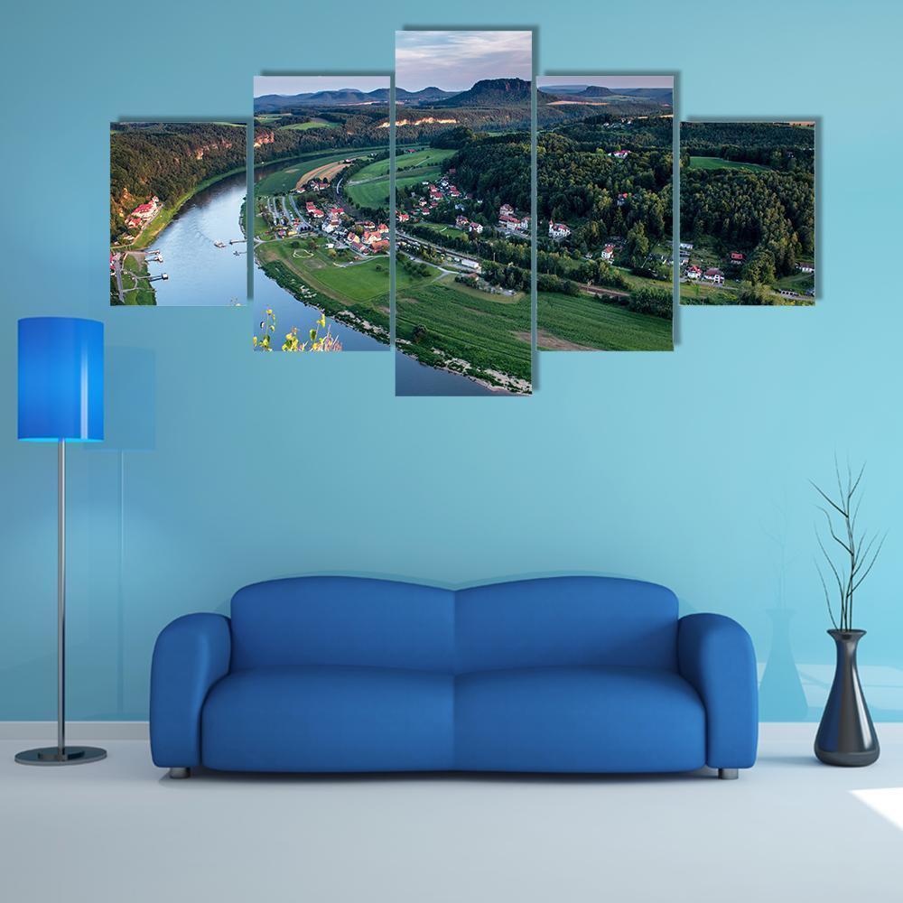 Evening Landscape At The Bastei Rocks In Germany Nature Canvas Wall Art