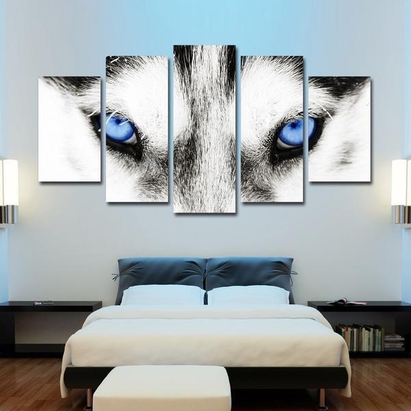 Eyes Of The Arctic Wolf Abstract Animal Canvas Wall Art