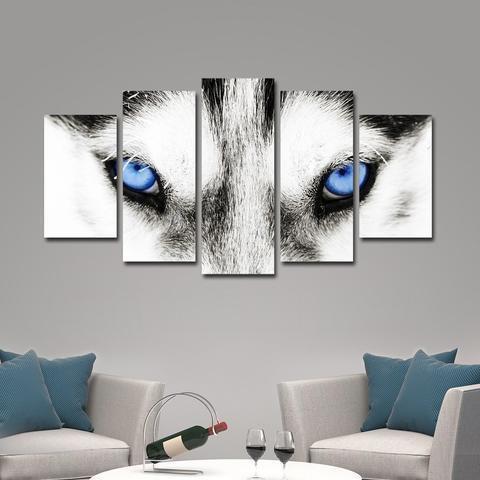 Eyes Of The Arctic Wolf Abstract Animal Canvas Wall Art