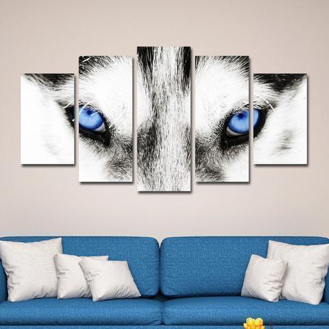 Eyes Of The Arctic Wolf Abstract Animal Canvas Wall Art