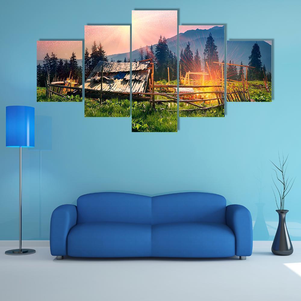 Fabulous Sunrise Over Mountains Nature Canvas Wall Art