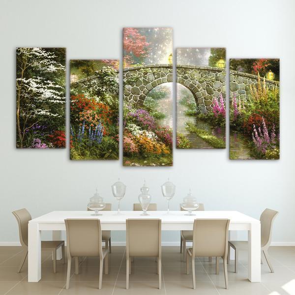Fairy Land With Bridge Landscape Nature Canvas Wall Art