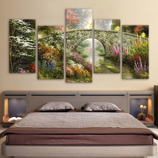 Fairy Land With Bridge Landscape Nature Canvas Wall Art
