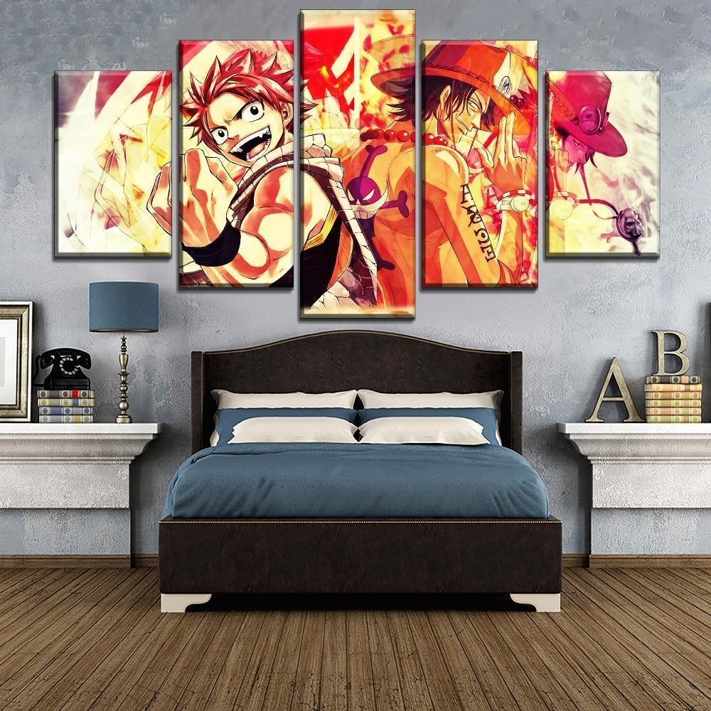 Fairy Tail Natsu And One Piece Ace Anime Canvas Wall Art