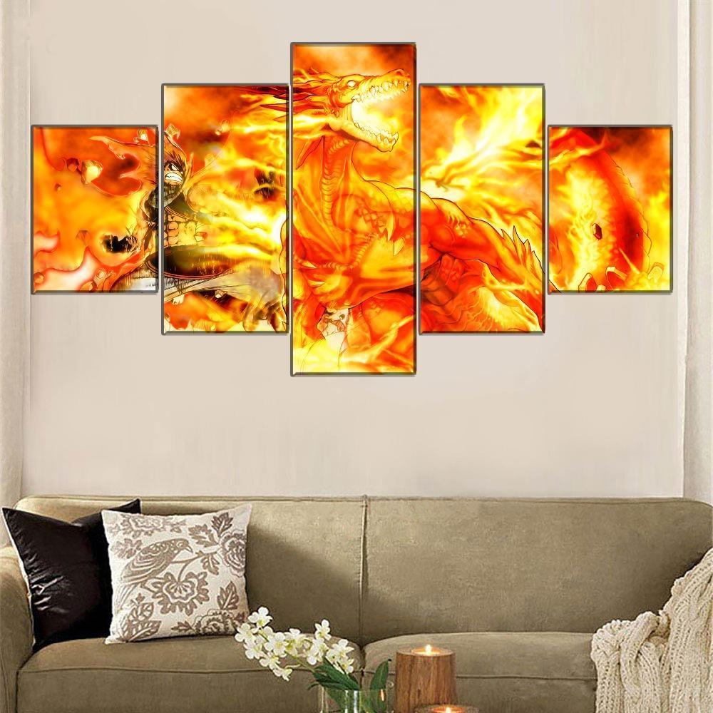 Fairy Tail Natsu Dragon Warrior Anime Canvas Wall Art