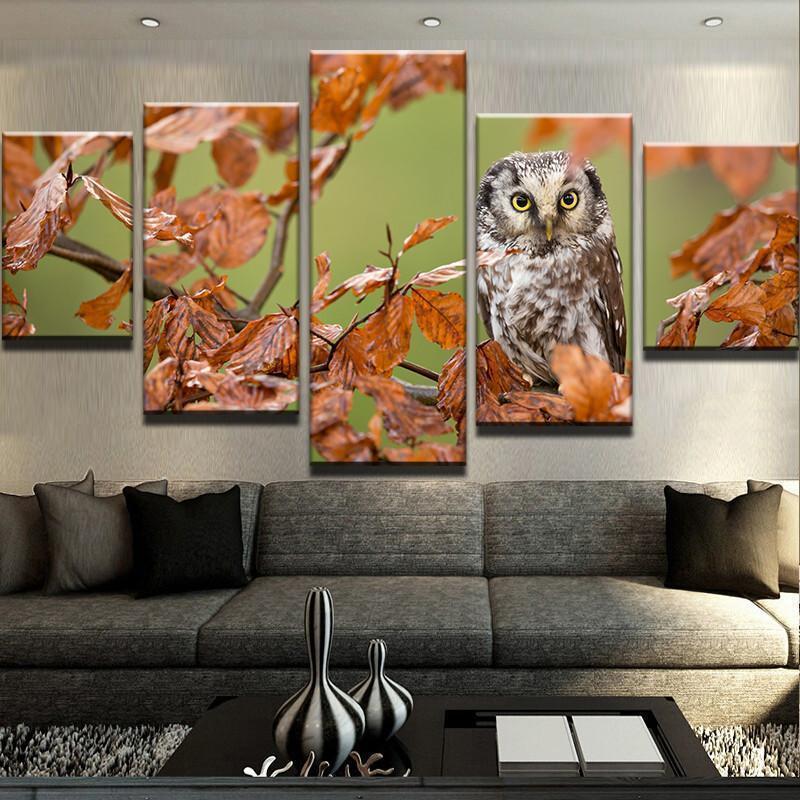 Fall Owl Animal Canvas Wall Art