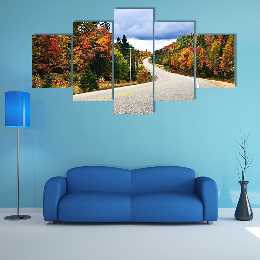 Fall Scenic Highway In Northern Ontario Nature Canvas Wall Art