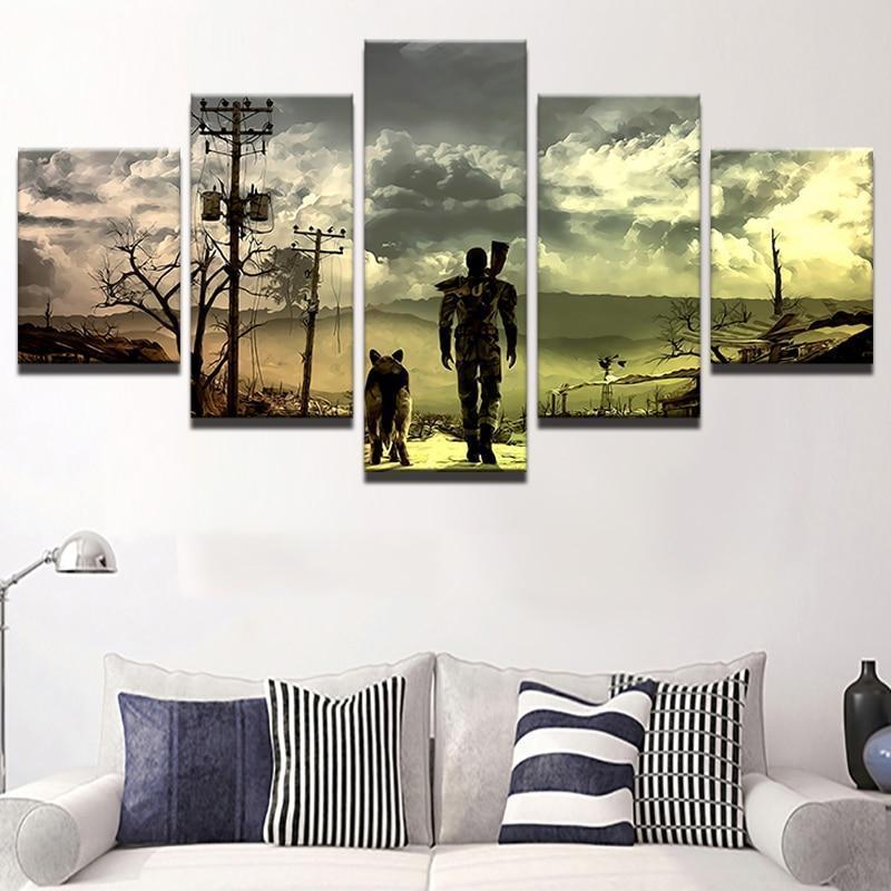 Fallout Man And Dog Gaming Canvas Wall Art