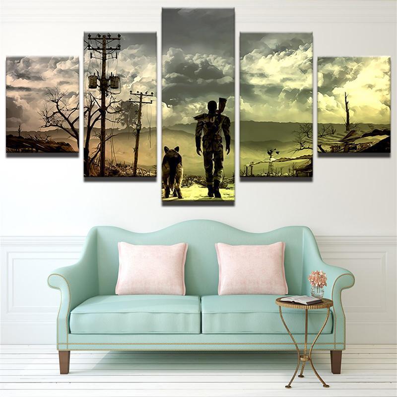 Fallout Man And Dog Gaming Canvas Wall Art