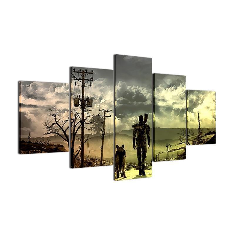 Fallout Man And Dog Gaming Canvas Wall Art