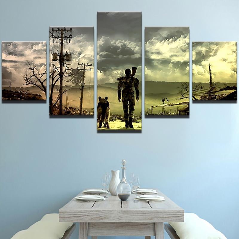Fallout Man And Dog Gaming Canvas Wall Art