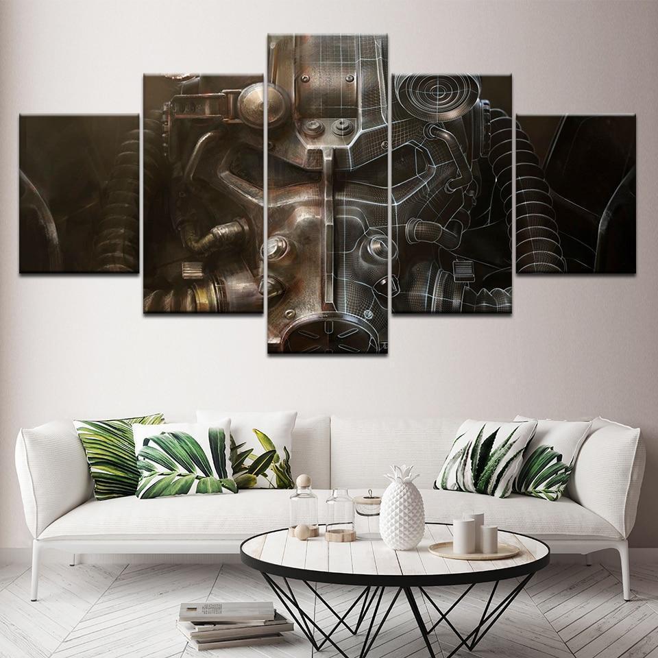 Fallout Power Armor Helmet Gaming Canvas Wall Art