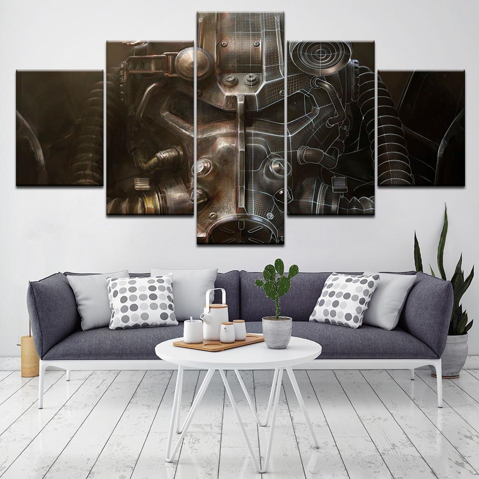 Fallout Power Armor Helmet Gaming Canvas Wall Art