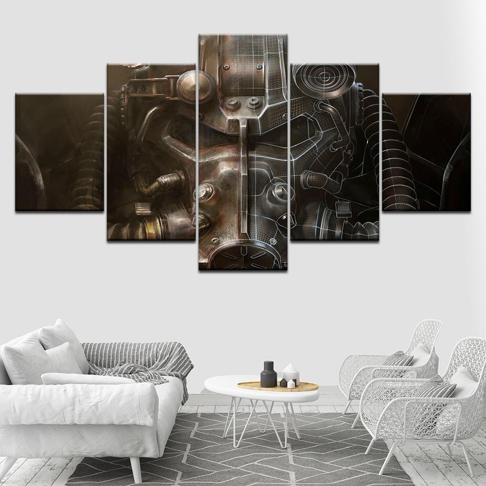 Fallout Power Armor Helmet Gaming Canvas Wall Art