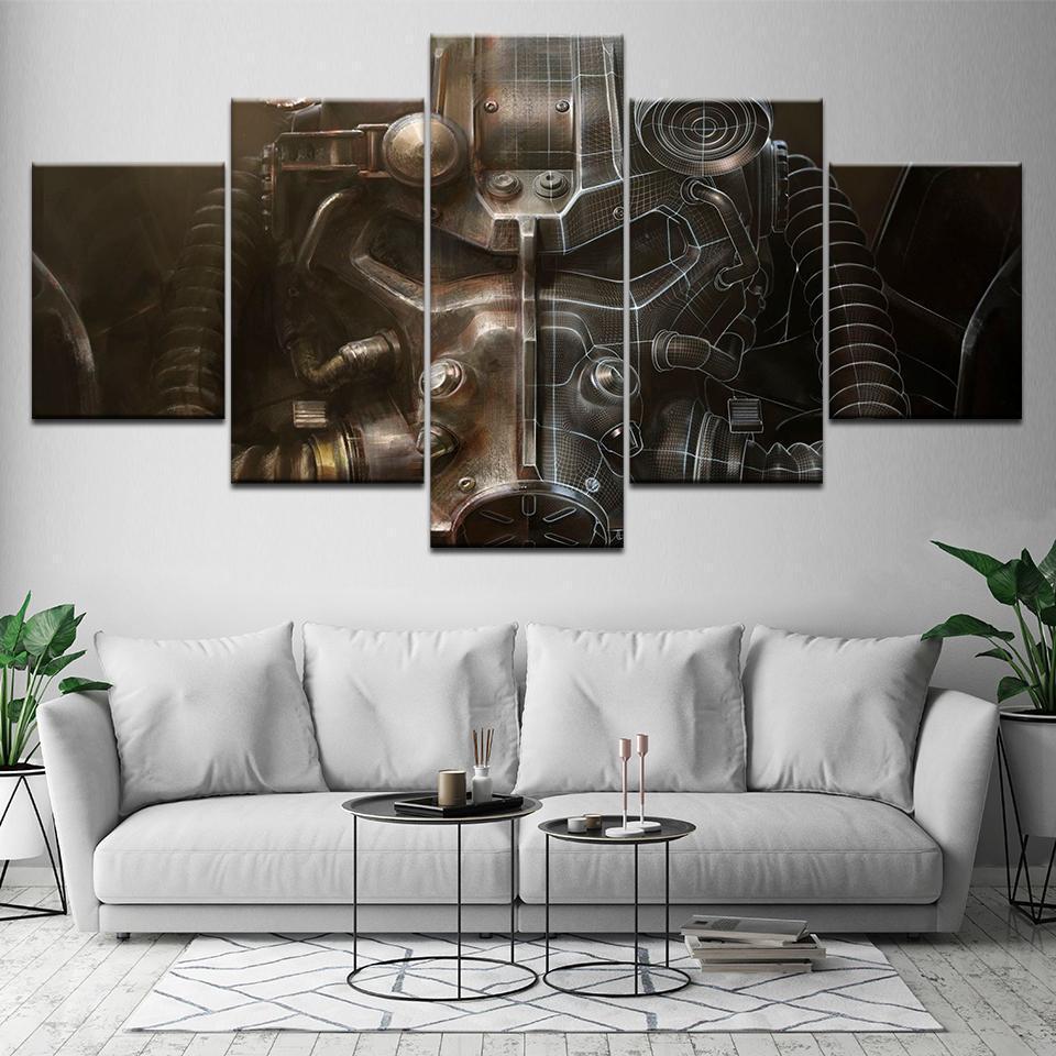 Fallout Power Armor Helmet Gaming Canvas Wall Art