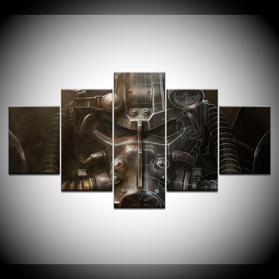 Fallout Power Armor Helmet Gaming Canvas Wall Art