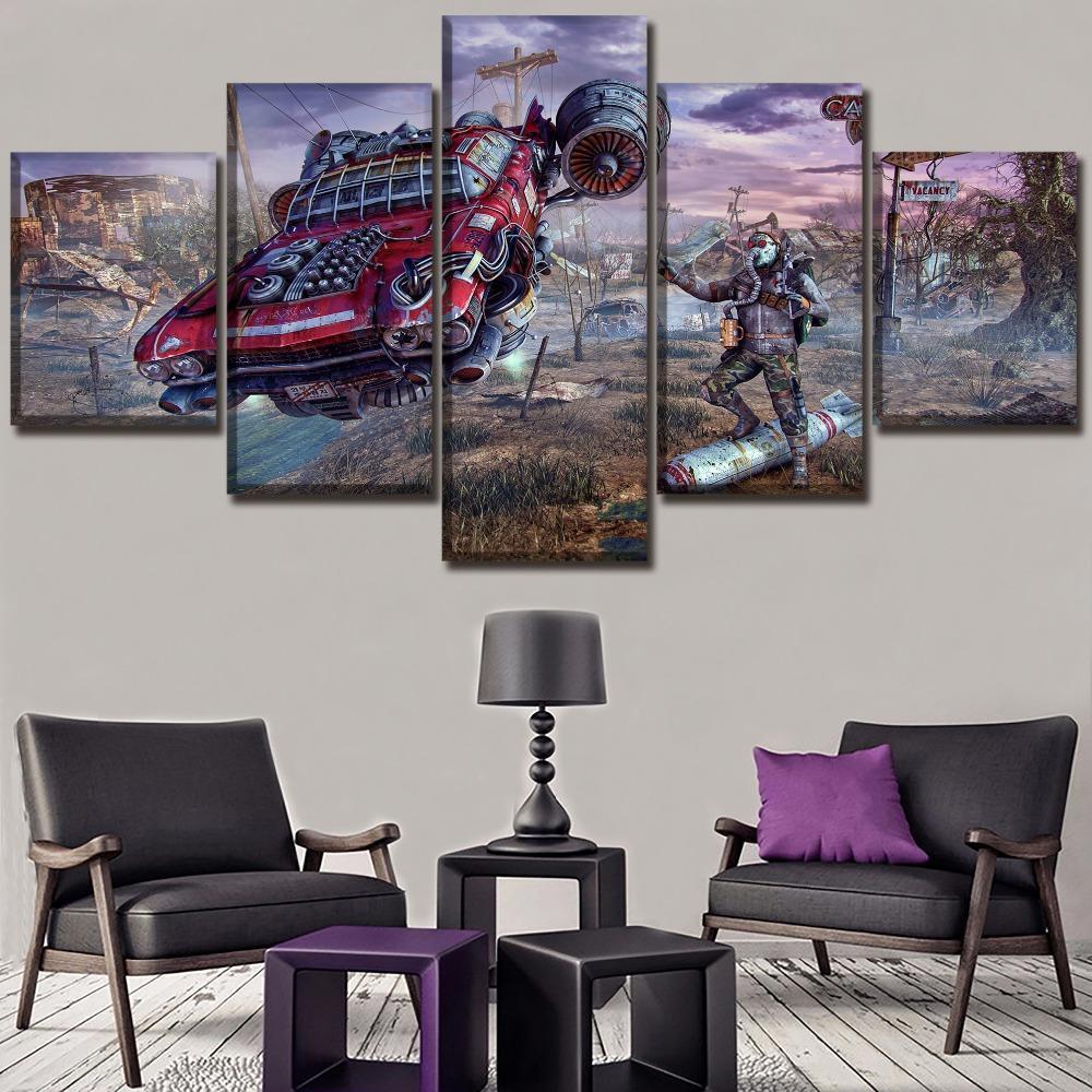 Fallout Super Car And Maskman Gaming Canvas Wall Art