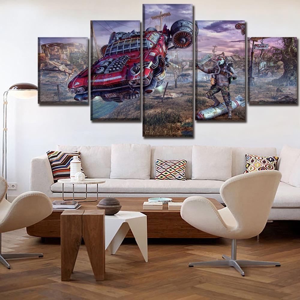 Fallout Super Car And Maskman Gaming Canvas Wall Art