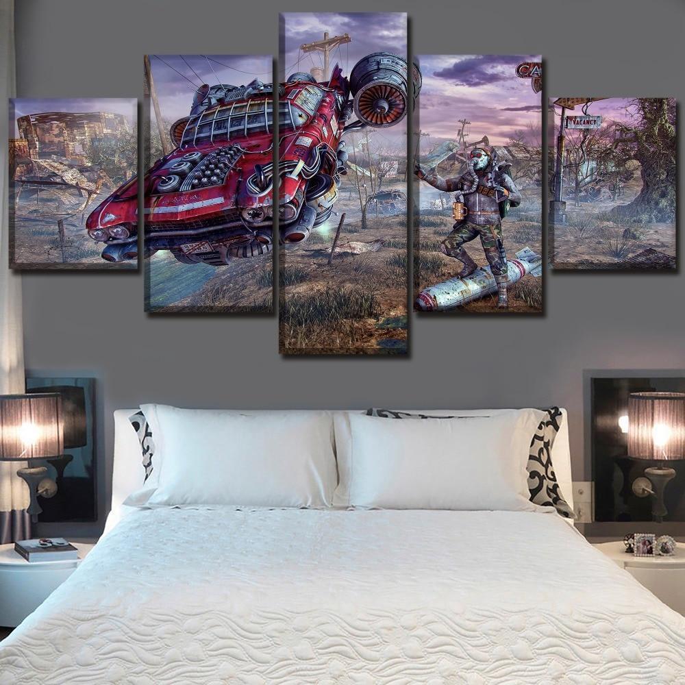Fallout Super Car And Maskman Gaming Canvas Wall Art