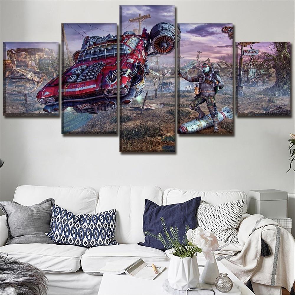 Fallout Super Car And Maskman Gaming Canvas Wall Art