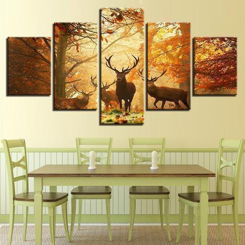 Family Deer Forest Animal Canvas Wall Art