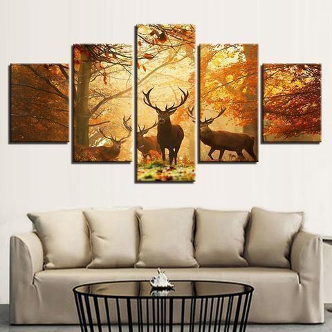 Family Deer Forest Animal Canvas Wall Art