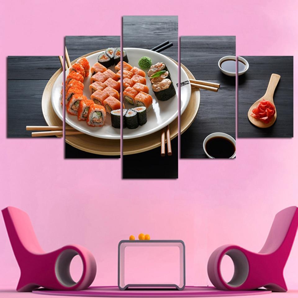 Famous Cuisine Delicious Sushi Kitchen Canvas Wall Art
