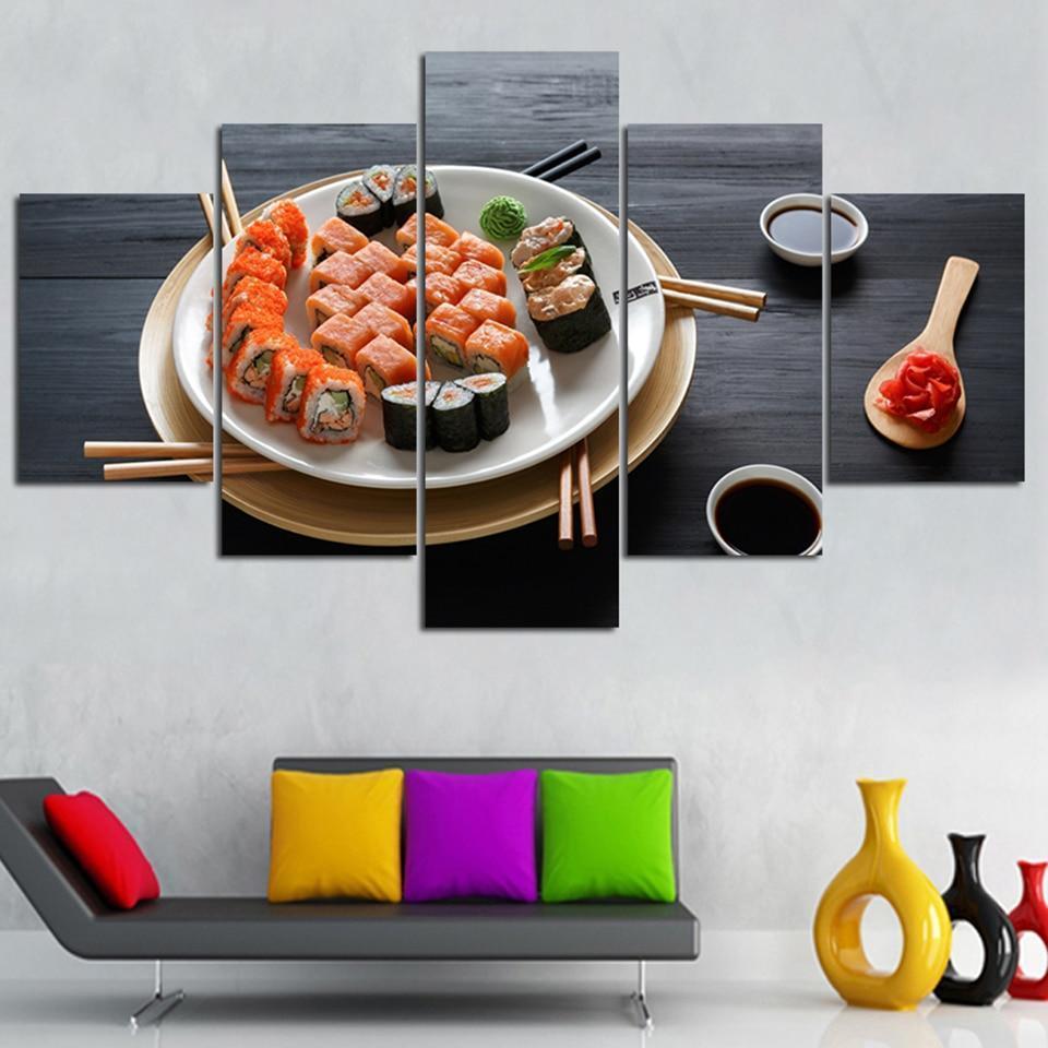 Famous Cuisine Delicious Sushi Kitchen Canvas Wall Art