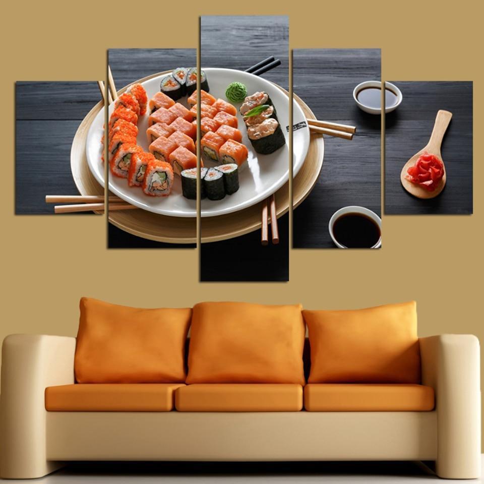 Famous Cuisine Delicious Sushi Kitchen Canvas Wall Art