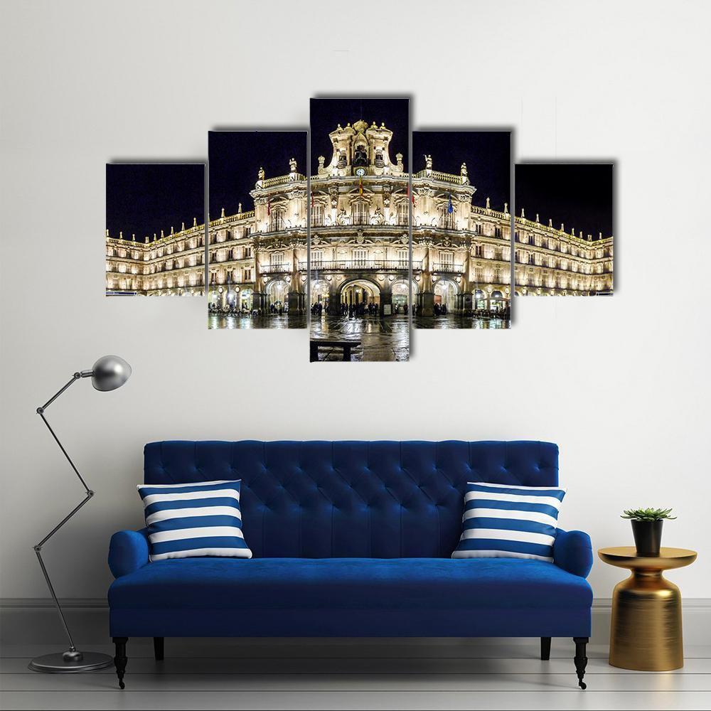 Famous Plaza Mayor In Salamanca At Night Nature Canvas Wall Art