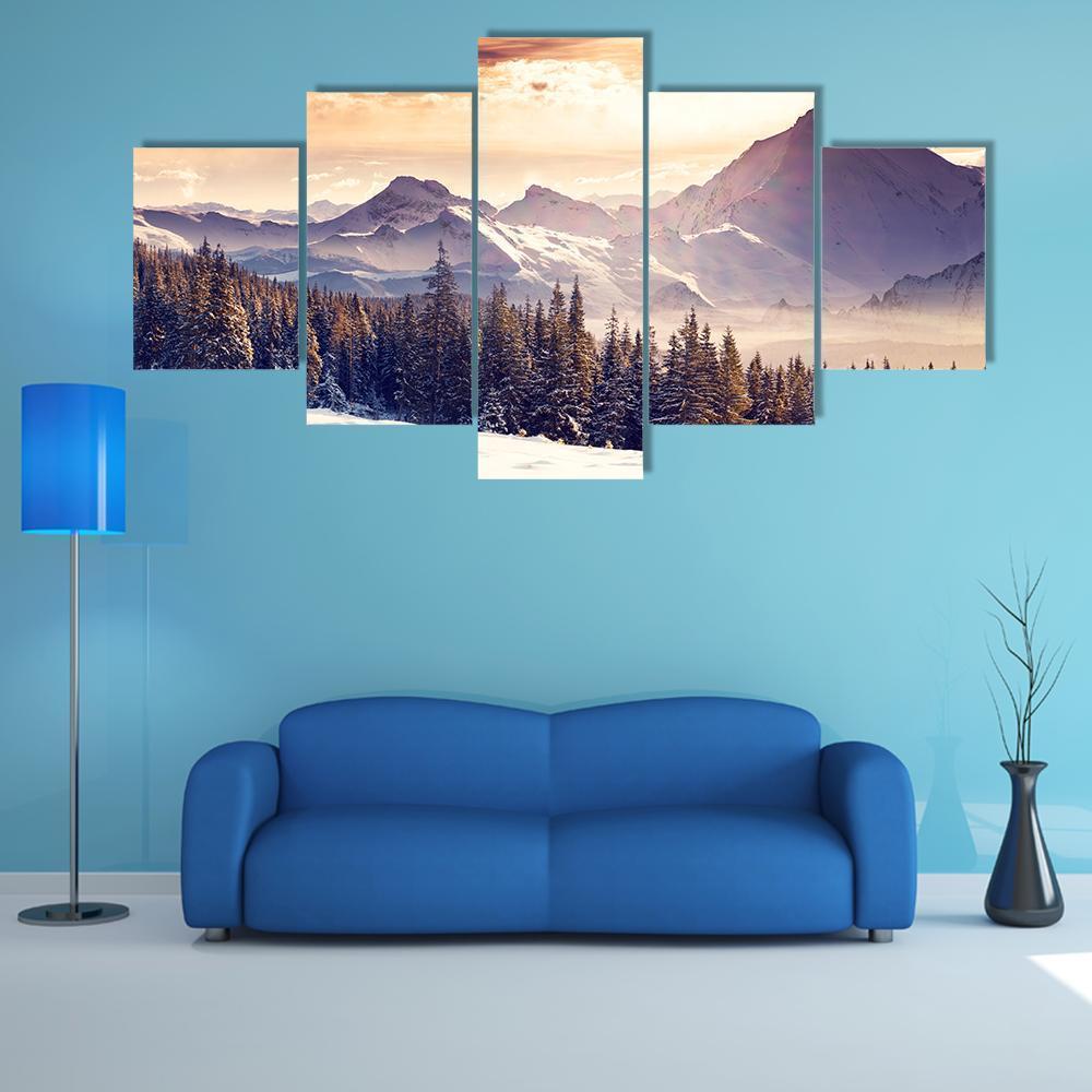 Fantastic Evening Winter Landscape Nature Canvas Wall Art