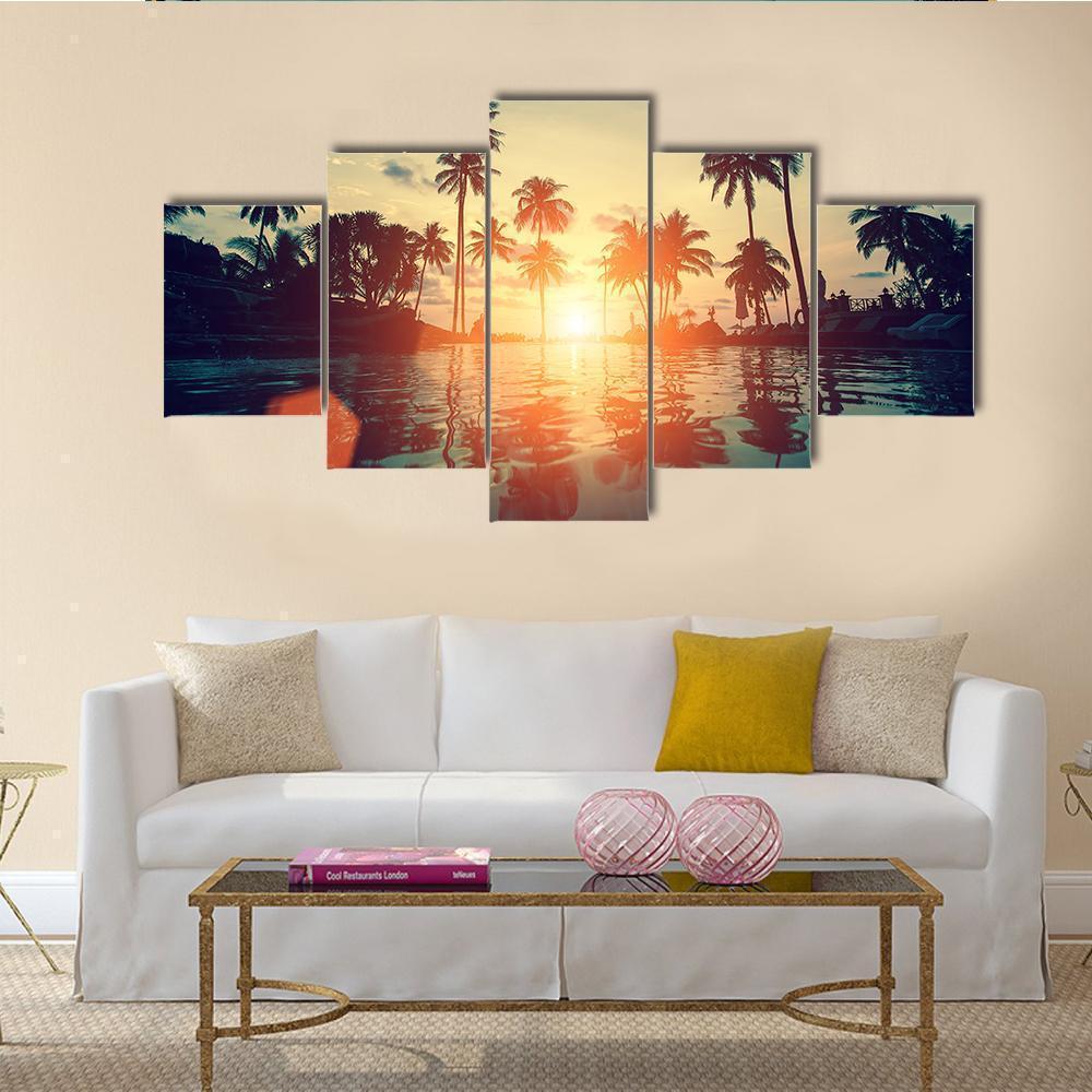 Fantastic Sunset On A Tropical Beach Nature Canvas Wall Art