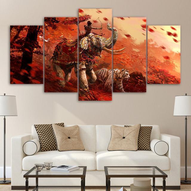 Far Cry 4 Fight With Elephant &amp;amp;Tiger Gaming Canvas Wall Art