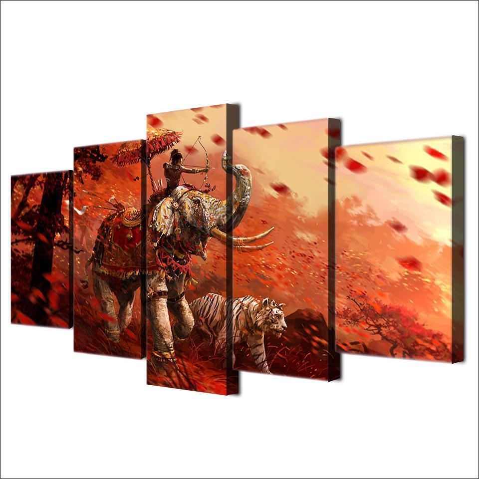 Far Cry 4 Forest Game Elephant Tiger Animal Canvas Wall Art