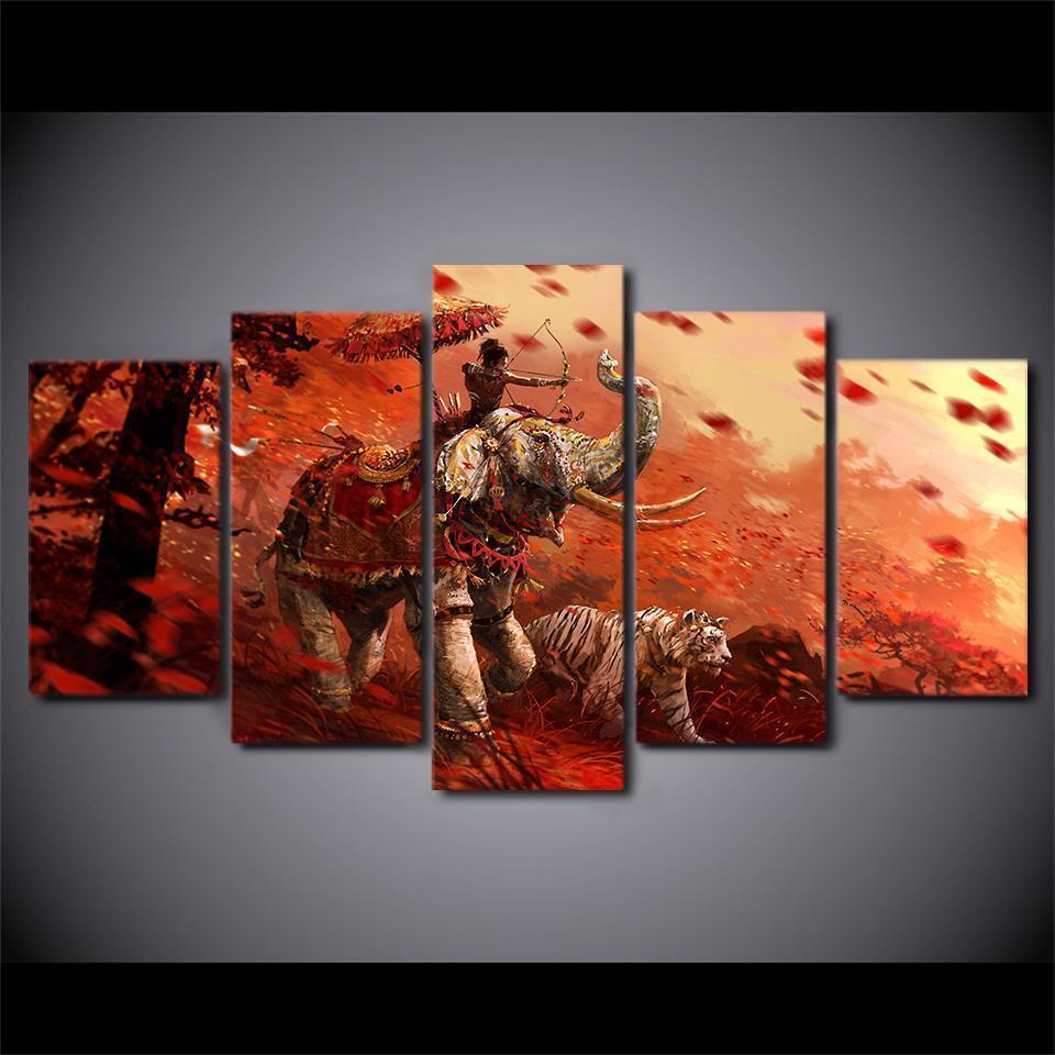 Far Cry 4 Forest Game Elephant Tiger Animal Canvas Wall Art