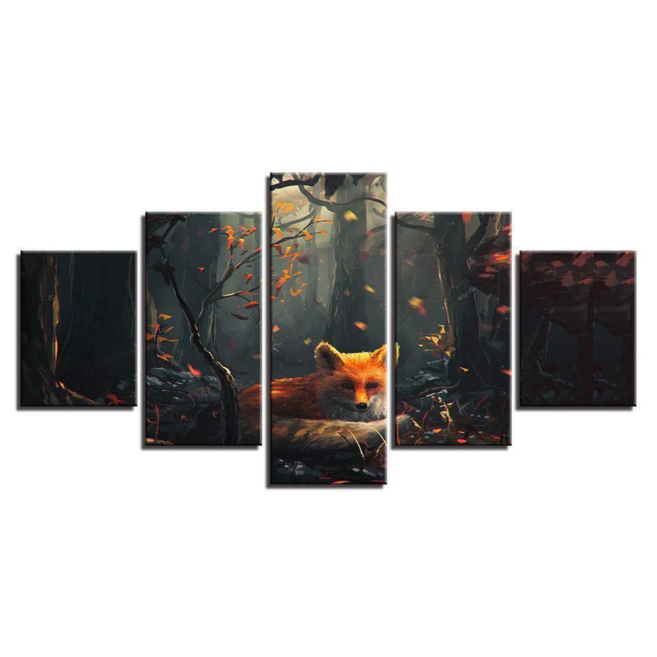 Fashion Forest Animal Fox Abstract Animal Canvas Wall Art