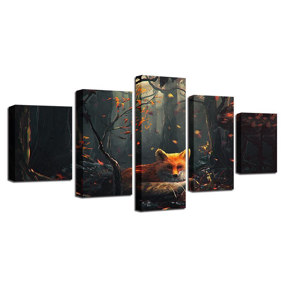 Fashion Forest Animal Fox Abstract Animal Canvas Wall Art