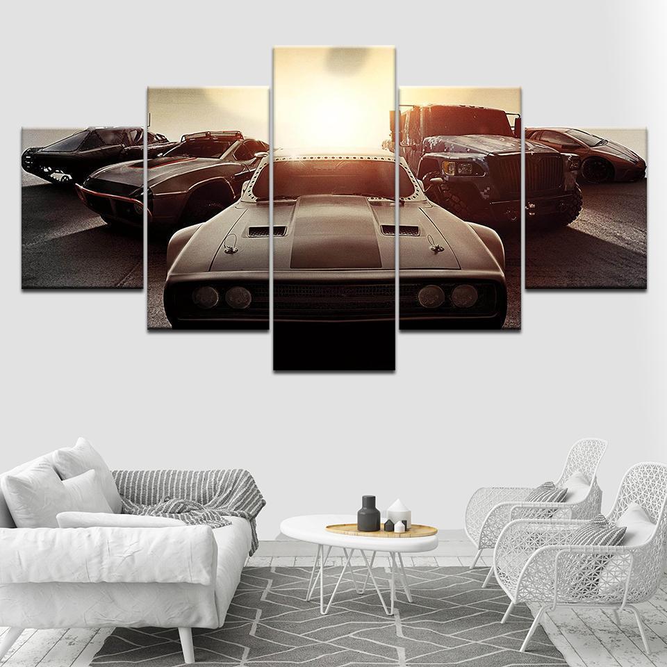 Fast And Furious Squad Car &amp;amp; Motor Canvas Wall Art