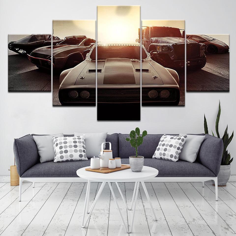 Fast And Furious Squad Car &amp;amp; Motor Canvas Wall Art