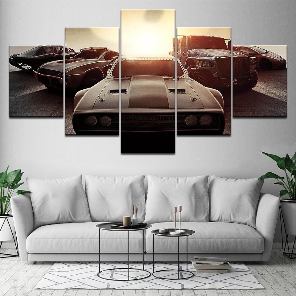Fast And Furious Squad Car &amp;amp; Motor Canvas Wall Art