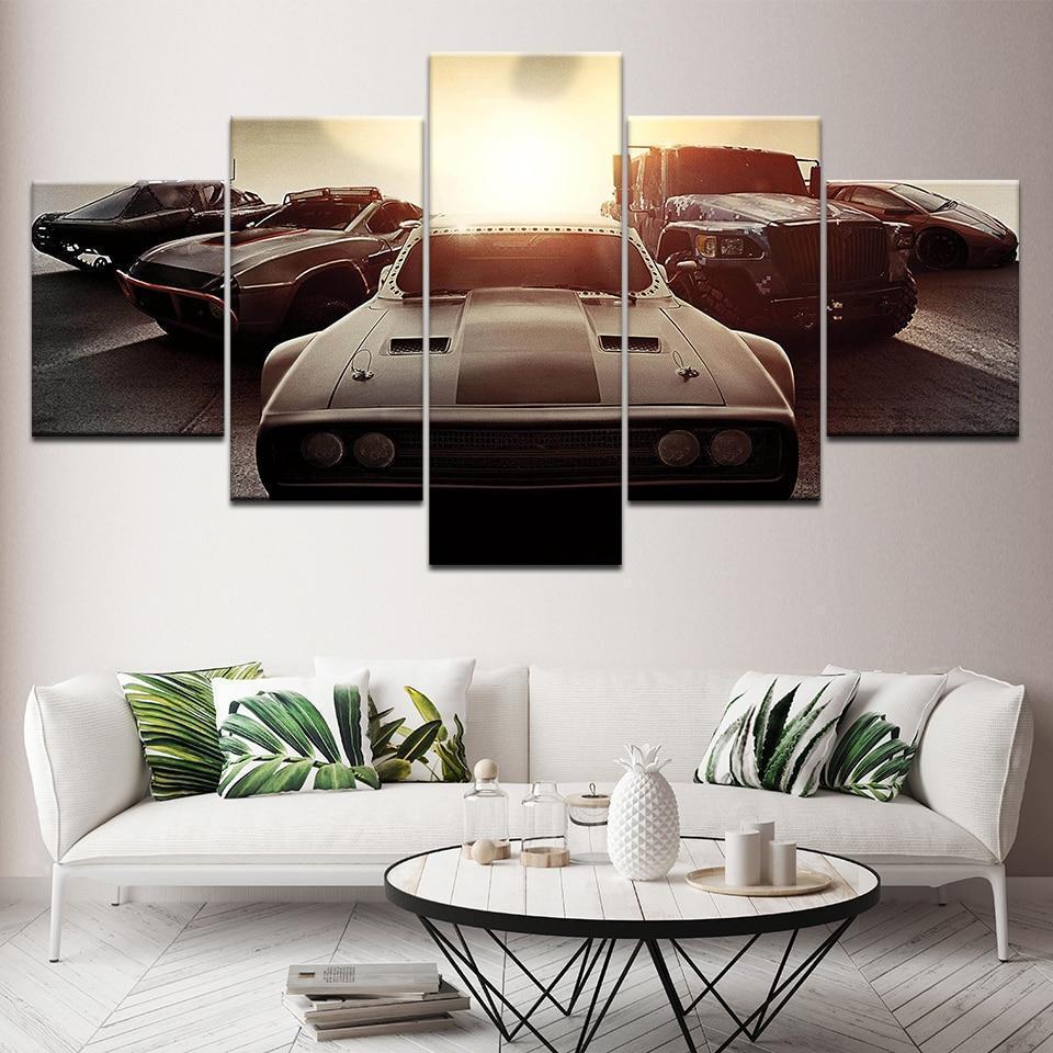Fast And Furious Squad Car &amp;amp; Motor Canvas Wall Art
