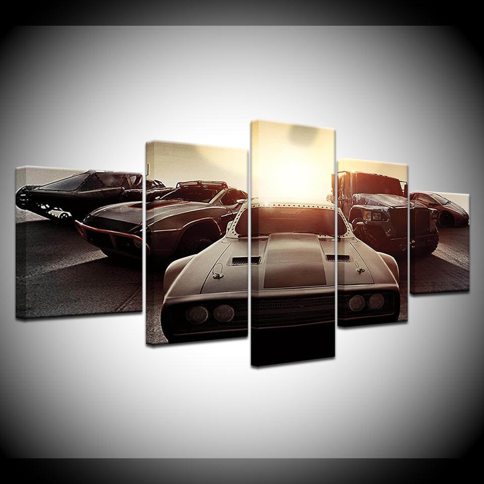 Fast And Furious Squad Car &amp;amp; Motor Canvas Wall Art