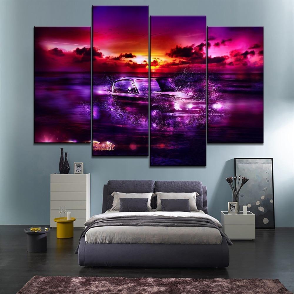 Fast Ford Mustang In Sunset Car &amp;amp; Motor Canvas Wall Art