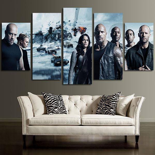 Fast &amp;amp; Furious 8 Dominic Family Fast And Furious Movie Canvas Wall Art