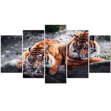 Feasting Tigers Animal Canvas Wall Art