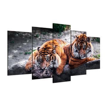 Feasting Tigers Animal Canvas Wall Art