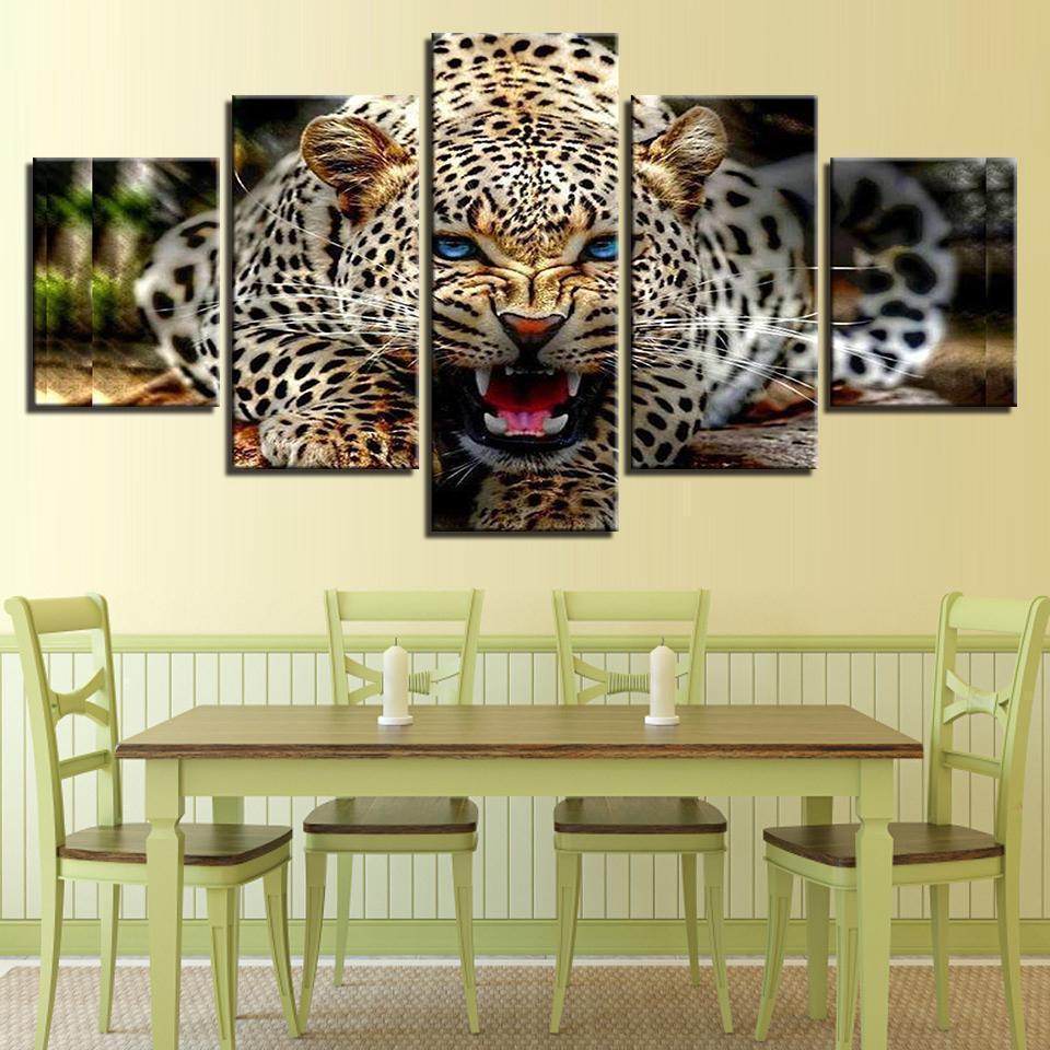 Ferocious Leopard Animal Canvas Wall Art