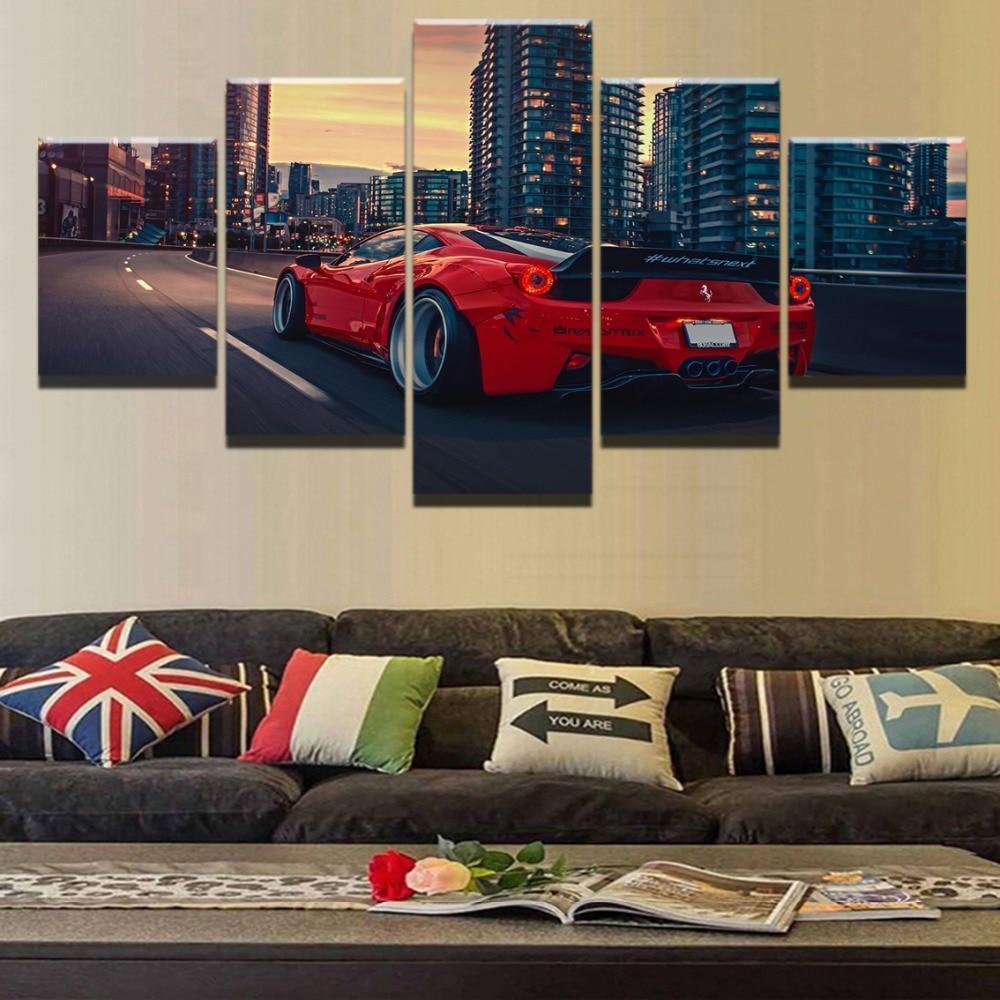 Ferrari Red Sport Car 1 Car Canvas Wall Art