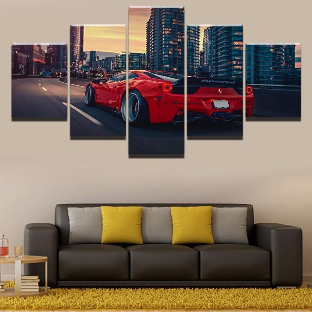 Ferrari Red Sport Car 1 Car Canvas Wall Art